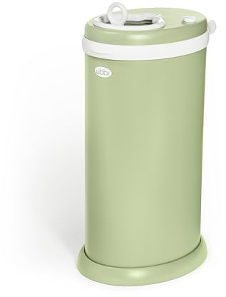 Ubbi Stainless Steel Nappy Bin, Odour Locking, No Special Bag Required, Award-Winning Diaper Pail, Cassette Free Disposal System, Lilypad
