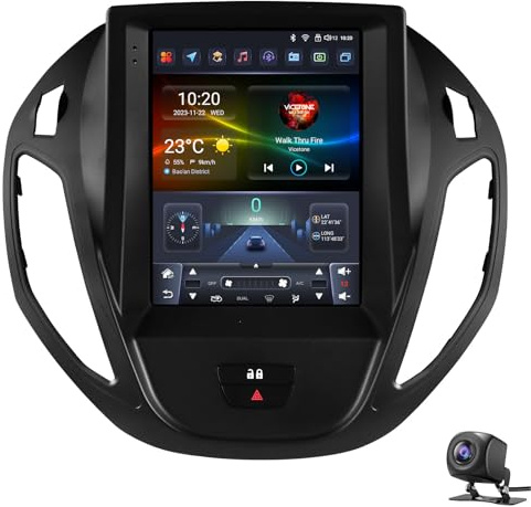 Radio estéreo para automóvil Android 14 para F-ord B-Max 2012-2018 Transit/Tourneo Courier 2013-2021 Carplay inalámbrico Android Auto 9.7 GPS Navi Mirror Link BT FM/RDS SWC Cámara(Size:P2-CP,Color:b)