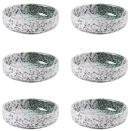 Ciotole per Immersione, Ciotole per Salsa da 3,5 Pollici in Stile Giapponese, in Bianco e Nero e Verde, Multiuso, in Porcellana, per condire, per Immersione, Set da 6