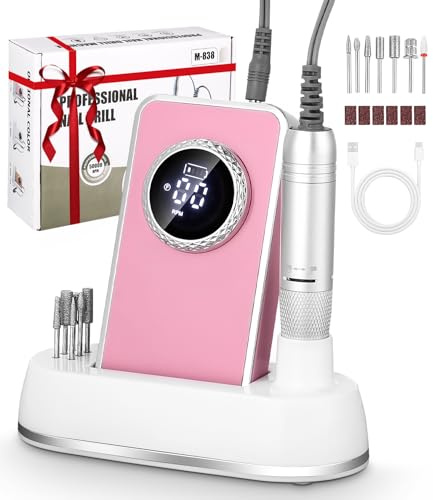 Cexovo Ponceuse pour Ongles Professionnelle 50000RPM,Lime à Ongles Electrique Rechargeable,Portable Rechargeable,Ponceuse pour Ongles,Vitesse Réglable avec LCD,Set Manucure Pedicure pour Maison Salon