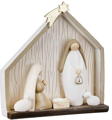 CULT at home krubba stall – julkrubbset hus 5 figurer – den heliga familjen krubba – dekoration julklapp julklapp advents16,5 x 18,5 cm