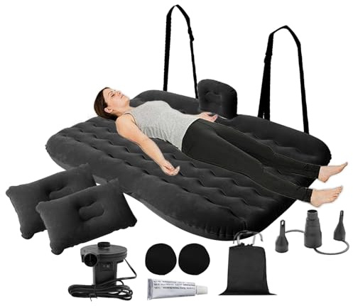 Bilsäng - Uppblåsbar säng för 130 x 80 cm fordon | Luftmadrass för bilar med luftpump, hängmatta stil, ultramjukt och miljövänligt flockningsmaterial, madrass