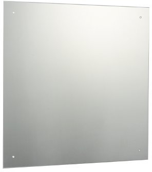 60 x 60cm Square Frameless Unframed Bathroom Mirror with Pre-Drilled Holes and Chrome Cap Wall Hanging Fixing Kit Hardware