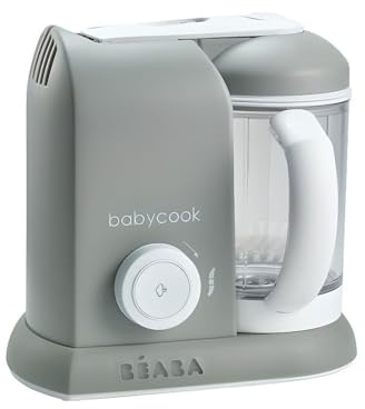 BÉABA Babycook Solo, Robot de cocina infantil 4 en 1, Tritura, cocina y cuece al vapor, Cocción rápida, Comida casera y deliciosa para bebés y niños, Color Gris