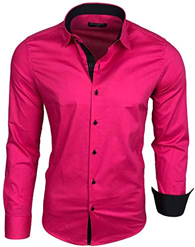 Camisa básica para hombre, para ocio, negocios, traje, manga larga (R-44)