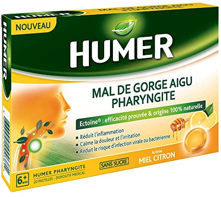 Humer pharyngite mal de gorge aigu 20 miel citron pastilles
