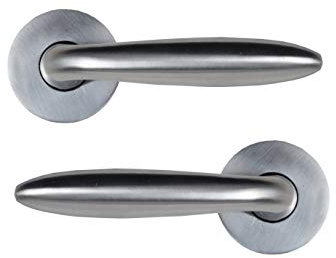 Bricard 9984050 Paire de Poignées de Porte sur Rosace zamak Esquisse, avec Ressort de Rappel, Argent