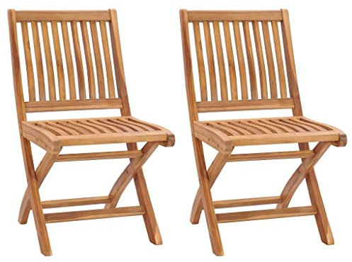 vidaXL Hopfällbara trädgårdsstolar 2 st massiv teak