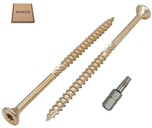 SKIR'CO (20 Stück) Universal Verzinkter Stahl 5,0 x 90 mm Gelb Holzschrauben Senkkopf Torx Kopf Typ 17 Spanplattenschrauben (20, 5,0 x 90 mm)