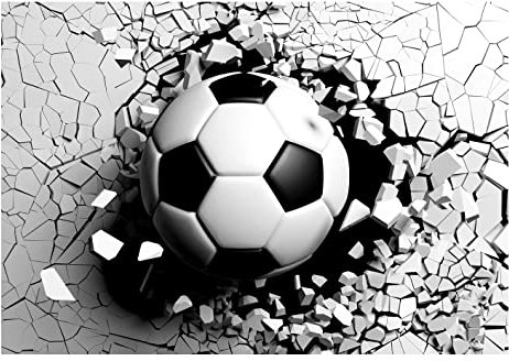 Vlies Fototapete Kinderzimmer Junge Fussball 3D EFFEKT Wand - inkl. Kleister - für Kinder Jungs Jungen Jugendzimmer Kindertapete Vliestapete Wandtapete Vlies Tapete Montagefertig (104x70 cm)