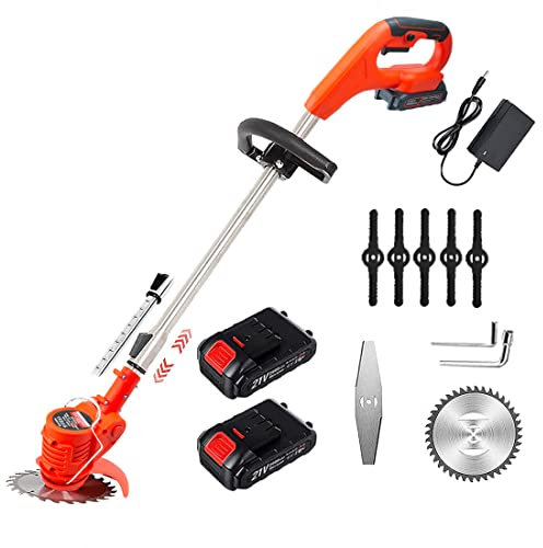 Mediawave Store - Cordless, 36W Tagliaerba 18000 G/min Giardinaggio, Senza Fili, Decespugliatore Ricaricabile, Lame Rotanti, Taglia Cespugli, Doppia Batteria Litio