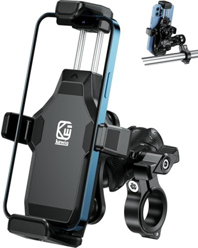 Kewig Motorrad Handyhalterung mit Vibrationsdämpfer und Hochgeschwindigkeits Sicherheitsschloss, neueste Anti-Diebstahl-Handyhalterung für Motorrad passend für 4.7–7.2“ Handys