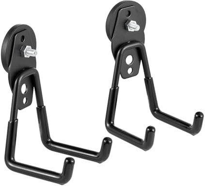 Yuzita Two Pieces Heavy Duty Large Garage Magnet Hooks, Strong Storage Utility Magnetic Hooks with Anti-Slip Coating for Indoor & Outdoor Hanging (Black)