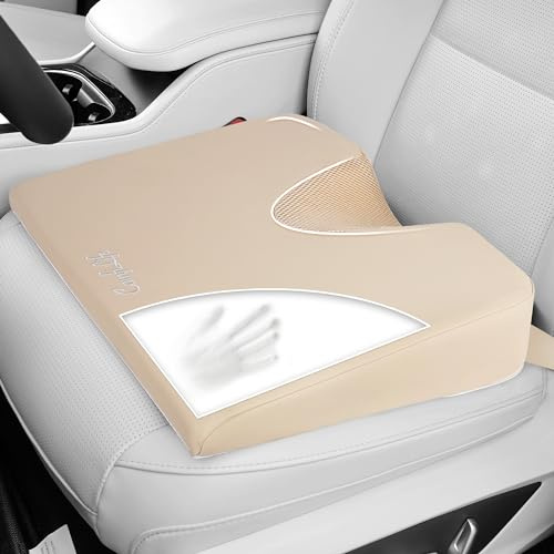 ComfiLife Car Seat Cushion – Premium Wedge Memory Foam Car Cushions for Driving – Seat Cushion for Car – Back & Sciatica Pain Relief for Long Drives – Comfort for Driver, Office, Truck Seat (Beige)