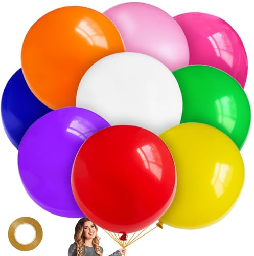 36 inch Giant Balloons 9 PCS Assorted Colour Big Balloon Jumbo Latex Balloon Decorations for Wedding Birthday Party Baby Shower Carnival