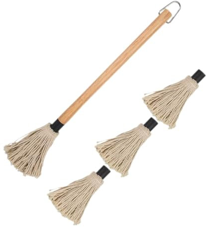 Happyyami Grillpinsel Backpinsel Holzgriff Grillölpinsel Abnehmbarer Bbqöl Mopp Pinsel