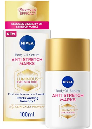 NIVEA Luminous 630 Body Oil Serum Anti Stretch Marks (100ml), Skincare Serum with Luminous 630 Visibly Reduces Stretch Marks in 2 weeks, Starts Working From Day 1, with Thiamidol