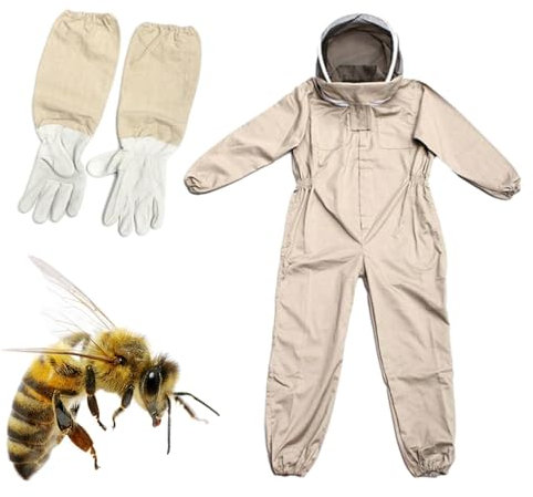 Imker Kostüm Erwachsene, Imker Schutzanzug, Bienenanzug Professionell Imkeranzug Stichfest Mit Handschuhe Für Damen Und Herren, Ganzkörper Imkerkleidung Imkerausrüstung L/XL/2XL