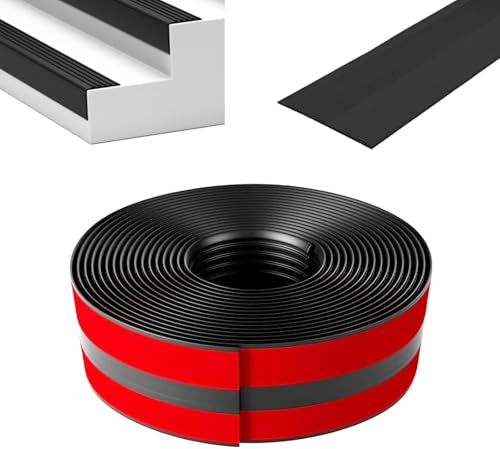 Stair Nosing Edge Profile, 2M/5M Self Adhesive Stair Nosing Strip, PVC L Shape Stair Edge Protection for Outdoor Indoor Stair (Black, 2m X 10.8cm)