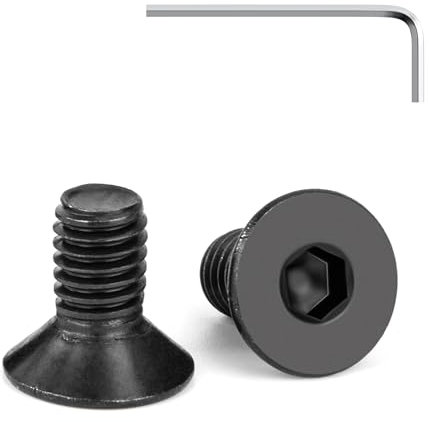 Tunejoy Tornillos de Cabeza Avellanada M6 x 12 mm Negro Tornillo Avellanado Hexagonal de Acero Inoxidable A2 V2A Norma DIN 7991 con llave Allen Rosca Completa 20 Piezas