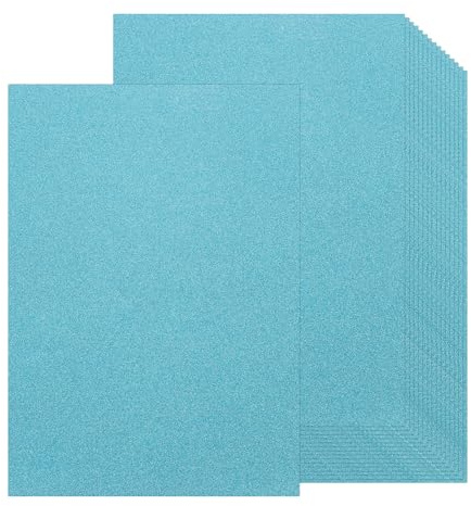 QUARKZMAN Glitter Kartong, 20 ark Självhäftande Glitterpapper för DIY-projekt Hantverk Juldekorationer Födelsedag Bröllop, Himmelsblå, 80 GSM