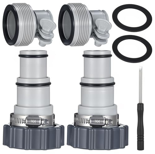 Pool Hose Adapter Kit, 2 Types Versatile Hose Conversion Adapters for 1.5 & 1.25 Inch Hoses, Compatible with Filter Pumps, Chlorine Generators, and Salt Systems for Above Ground Pool Accessories