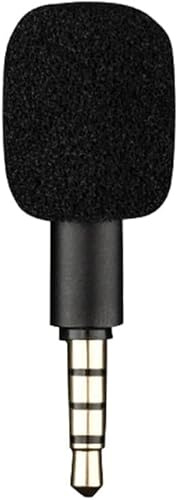 Black 4 Pole Mini Portable Microphone Jack 3.5mm Aux 4 Pole/ 3 Pole Karaoke Mic for Recorder Mobile Smart Phone Computer Laptop Multipurpose, Condenser Microphones