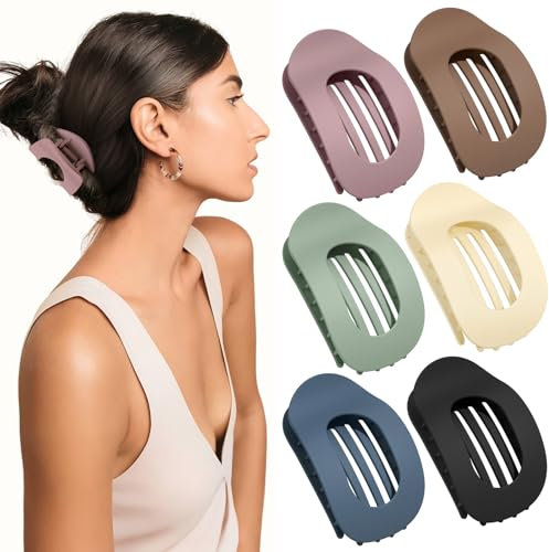 AWUMBUK Haarklammer Groß, 6er Set Flache Haarspangen Damen Mode Haarklammern Damen Rutschfest Flat Hairs Claw Clip Französische Entenschnabel Haarspange für Dickes oder Dünnes Haar, für Alltag, Sport