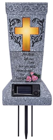 Vasi per cimitero per tombe, vasi decorativi per lapidi, luce ad energia solare con punte, decorazioni commemorative per tombe, giardino, cortile, cimitero all'aperto