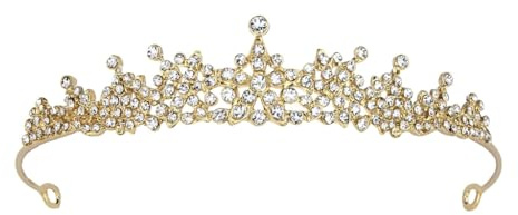 Couronne de Mariage Diadème Couronne Strass Diadème Princesse avec Strass, Bijoux de Cheveux pour Femme, Diademe Doré Invité Mariage, Accessoire Élégant pour Coiffure de Fête ou Cérémonie
