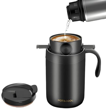 Generisk pour over kaffebryggare | Med handtag i rostfritt stål bärbara hushållsredskap | liten kaffemaskin | För resor utomhus ryggsäck bil café vinter trädgård daglig inomhus semester fest