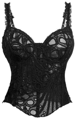Generisch Corset de corsé para mujer con cuello en V, corsé de corsé vintage cómodo y sexy, corsé para carnaval, ligero, elegante y suave, Negro , S