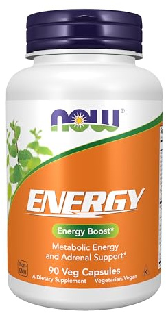 NOW Foods Supplements, Energy Dietary Supplement (lncludes B Vitamins, Green tea, Panax Ginseng and Rhodiola), 90 Capsules