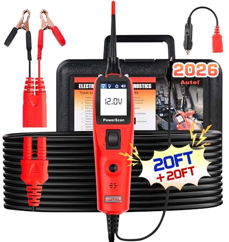 Autel PowerScan Automotive Circuit Tester, Power Circuit Probe Tool, 12-24V Electrical Short Open Breaker Circuit Finder, AC/DC Current Resistance, Duty Cycle, & 20FT Extension Cord, for 99% Cars