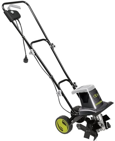 Sun Joe Electric Garden Tiller and Cultivator with 3 Position Height Adjustment Maximum 12-inch Cultivating Width and 8 Amp Motor, TJ602E