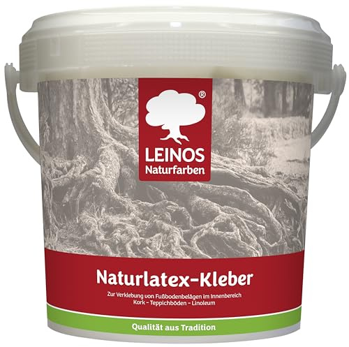 LEINOS Pegamento de látex natural 1,00 kg – adhesivo de contacto libre de solventes a base de caucho natural – para alfombras, corcho, cuero, fieltro, linóleo y papel – ideal para aplicaciones