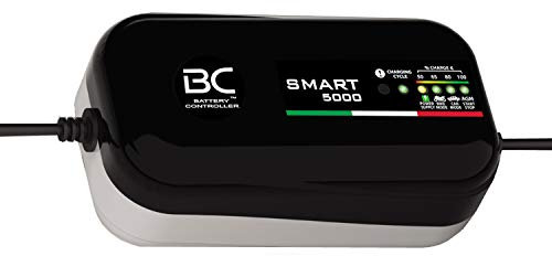 BC Battery Controller SMART 5000 - 12V 1A/5A - Caricabatteria con compensazione automatica della temperatura - 4 programmi di carica per batterie auto, batterie moto, Start&Stop e Power Supply