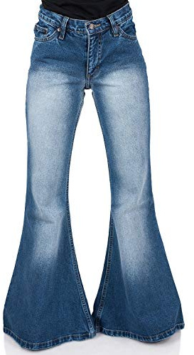 Comycom - Jeans - Evasé - Uni - Femme Bleu Bleu - Bleu - 38/L34