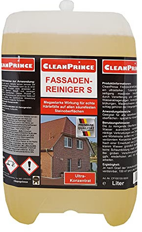 5 Litro Tanica cleanprince Facciata Pulizia Acide S Ultra-Konzentrat Esterno per Tutti Acido-Resistente Pietra Clinker di Zona Alta Accuratamente Automaticamente Efficiente con Acqua Grasso Sporco
