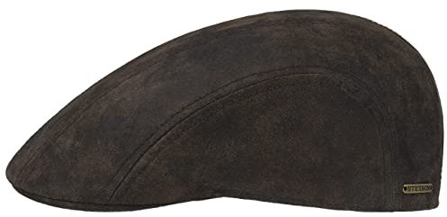 Stetson Madison Leder Flatcap Herren - Ledercap im Vintage-Stil - Schirmmütze mit Innenfutter aus Baumwolle - Mütze Sommer/Winter - Schiebermütze braun XL (60-61 cm)