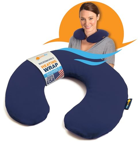 SunnyBay Microwave Heating Pad, Microwavable Heated Neck Pillow for Moist Hot Therapy, Heated Neck and Shoulder Wrap with Flax Seeds Filling and Washable Cover, 12X12X2, 2.5 lbs, Navy Blue