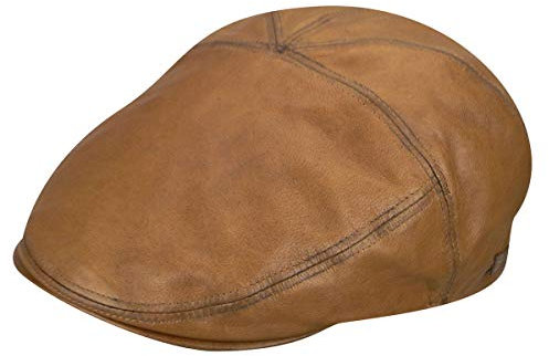 Bailey of Hollywood Leder Flatcap Schirmmütze Schiebermütze Ledercap Ledermütze Lambskin (S (54-55 cm) - Cognac)