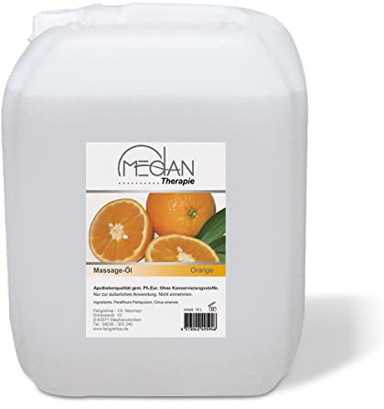 Medan Massageöl Orange 10 Liter, sehr gute Griffigkeit, Duft Orange, für Massage und Physiotherapie, unisex, für Erwachsene