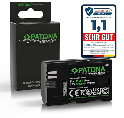 PATONA Premium Akku LP-E6N Ersatz für Canon LPE6N LP-E6 LP E6, 2400mAh Kompatibel mit Canon EOS 5D Mark II Mark III 5DS R5 R 6D 7D 60D 60Da 70D 80D 90D XC10 XC15
