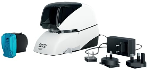 Rapid Contactless Electric Stapler 5080E – Staples up to 80 Sheets, Patented Cassette System, Flat Clinch Technology, Adjustable Depth, Silver/Orange, 20993411