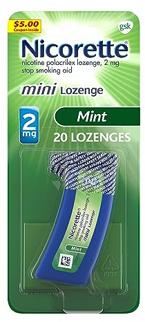 Nicorette 2 mg Mini Nicotine Lozenges to Help Quit Smoking - Mint Flavor Stop Smoking Aid, 20 Count