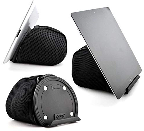 iProp Tablet Bed & Lap Stand; Bean Bag Universal Tablet Holder Compatible with iPad 1/2/3/4, Mini, Air, Pro, Android and Windows Tablets, eReaders (Black)