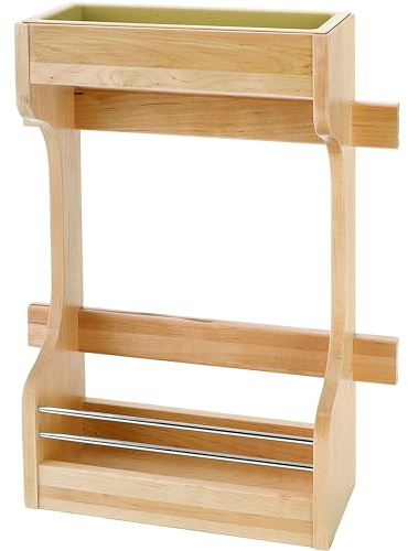Rev-A-Shelf Dual Shelf Under Sink Organizer for Kitchen and Bathroom Cabinets, 36 Sink Base Vanity Storage, Inside Door Mount, Maple Wood, 4SBSU-18