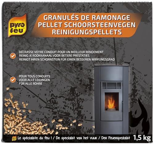 Pyrofeu - Granulés de Ramonage - 1,5kg - Entretien des Poêles, Inserts et Chaudières à Pellets - Destruction par Catalyse - pour Un Tirage et Un Rendement Optimaux