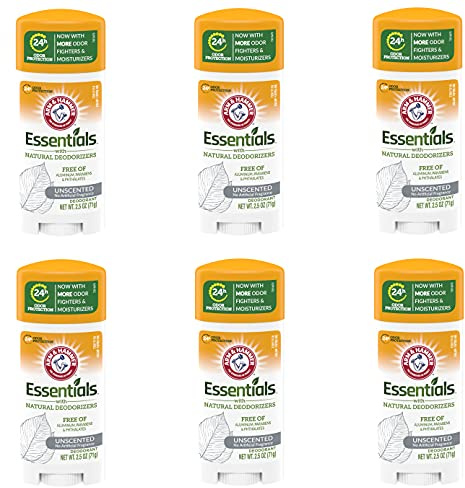 Arm & Hammer Essentials Solid Deodorant, Unscented,2.5 oz, 6 Count